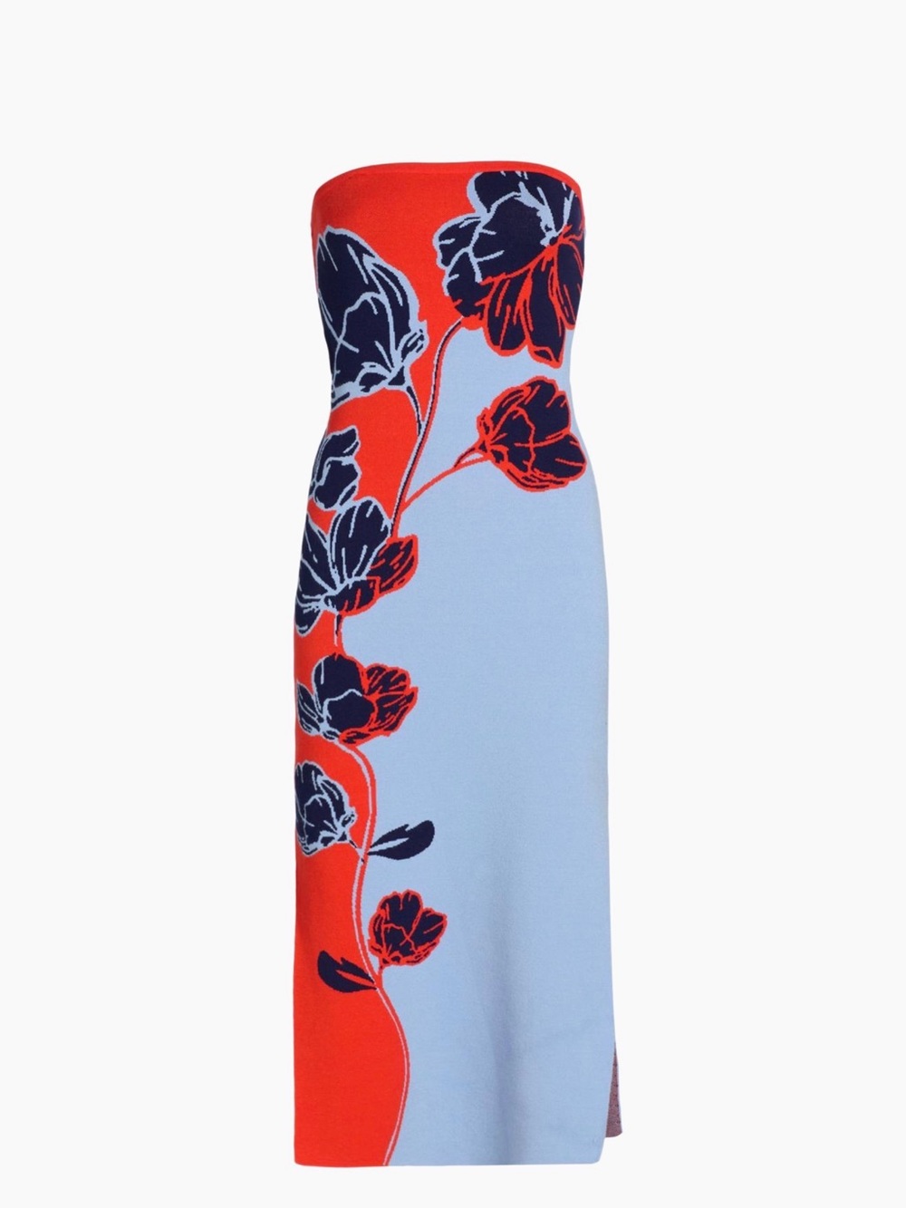 Simone Strapless Split Floral Midi Dress